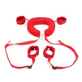 1 Set; BDSM Bed Restraints Kit; Wrist Leg Restraint System; Hand & Ankle Cuffs Bed Restraints Sex Bondage; Position Support Sling; Adjustable (Color: Red)