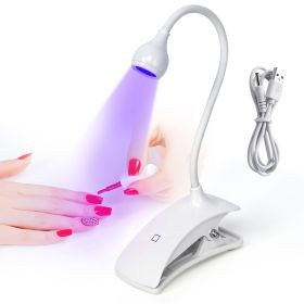 Mini UV Nail Lights Dryer Led Lamp Ultraviolet Flexible USB Clip-On Desk Gel Curing Manicure Pedicure Salon Tools (Color: White, Power: USB rechargeable)