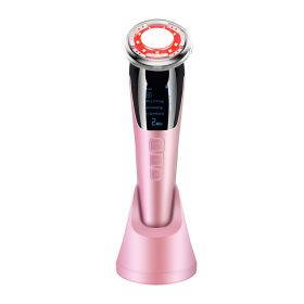 EMS Micro Current Beauty Instrument Hot And Cold Photon Rejuvenation Facial Beauty Device Anti-Aging Whitening Skin Care (Color: PINK)