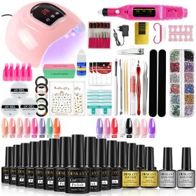 MOSKANY Professional Nail Set Nail Gel Kit With 120W/54W UV Nail Lamp And Nail Drill For All Drying Gel Nail Polish Manicure Set (Color: YH43-2)