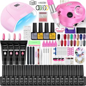 LNWPYH Nail Set UV LED Lamp Dryer With 18/12 pcs Nail Gel Polish Kit Soak Off Manicure Tools Set electric Nail drill Nail Tools (Color: S055-X4-(10-27))