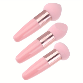 3Pcs Foundation Sponge Powder Puff Mushroom Head Cosmetic Blending Sponge Makeup Puff Facial Sponge BB Cream Foundation Makeup Tool (Color: PINK)