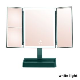 360¬∞ Adjust Foldable Makeup Mirror With LED Light Rechargeable Wireless 1-3X Magnifying 3 Tone Light Desktop Vanity Mirror Table (Emitting Color: white light1, Ships From: CN)