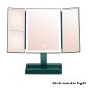 360¬∞ Adjust Foldable Makeup Mirror With LED Light Rechargeable Wireless 1-3X Magnifying 3 Tone Light Desktop Vanity Mirror Table