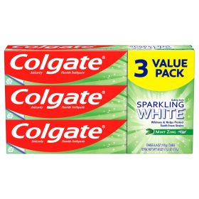 Colgate Sparkling White Natural Whitening Toothpaste;  Mint Zing;  3 Pack (Brand: Colgate)