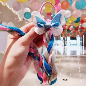 Children's Cartoon Unicorn Color Hair Rope (Option: Blue bow)