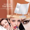 360¬∞ Adjust Foldable Makeup Mirror With LED Light Rechargeable Wireless 1-3X Magnifying 3 Tone Light Desktop Vanity Mirror Table