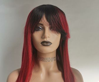 Wig Factory Real Human Hair Wig Mechanism Headgear  Hair Wig (Option: Red-16inch)