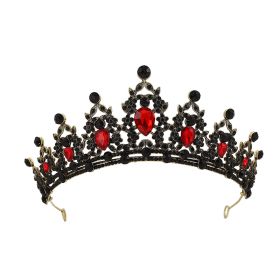 Water Diamond Alloy Princess Crown Headwear (Option: Black Diamond Red Crystal)