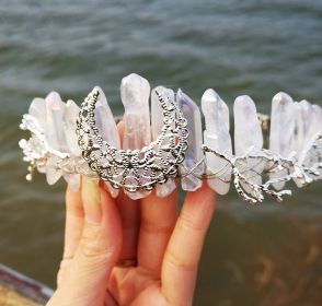 Natural Crystal Rainbow Crown Hair Band (Color: White)