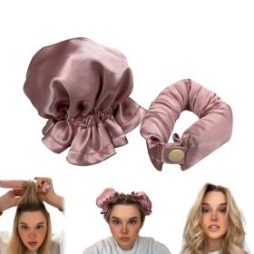 New Heatless Curl Stick With Cloth Cover Cute Ball Head Hair Curler Headband Hair Rollers Wave Form Curling Rod Hair Style Tools Gadgets (Color: PINK)