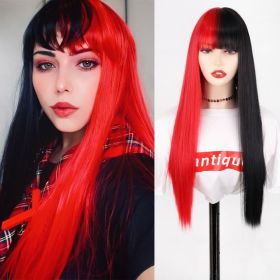 Japanese JK Full Head Cover Women's Long Straight Hair (Option: SW93black red)