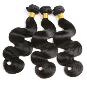 Piece Body Wave Human Hair Bundles (Option: Black-24inch)