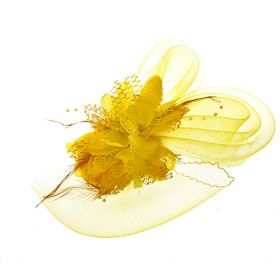 Bridal Feather Mesh Head Flower (Color: Yellow)