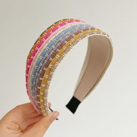 Hair Band Headband Hairpin Rainbow Rope Woven Wide Brim Hair Band Headdress (Option: Beige Wide Brim Hair Band)