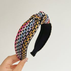 Hair Band Headband Hairpin Rainbow Rope Woven Wide Brim Hair Band Headdress (Option: Black Knotted Hair Hoop)