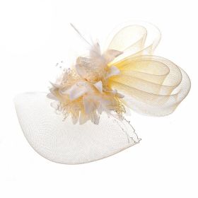 Bridal Feather Mesh Head Flower (Color: Beige)