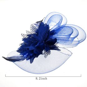 Bridal Feather Mesh Head Flower (Color: Blue)