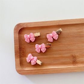 Pink Bow Heart Girls' Hairpin (Option: 4 Small Bowknot)