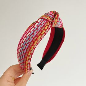 Hair Band Headband Hairpin Rainbow Rope Woven Wide Brim Hair Band Headdress (Option: Red Knotted Hair Hoop)