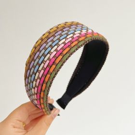 Hair Band Headband Hairpin Rainbow Rope Woven Wide Brim Hair Band Headdress (Option: Coffee Color Wide Edge)