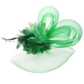 Bridal Feather Mesh Head Flower (Color: Green)