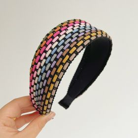 Hair Band Headband Hairpin Rainbow Rope Woven Wide Brim Hair Band Headdress (Option: Black Wide Brim Hair Band)