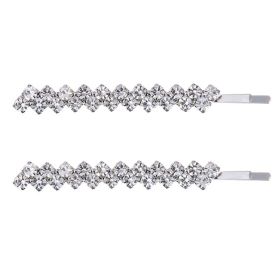 Diamond Claw Chain Hair Clip Bar Shaped Clip Wedding Hairware (Color: silver)